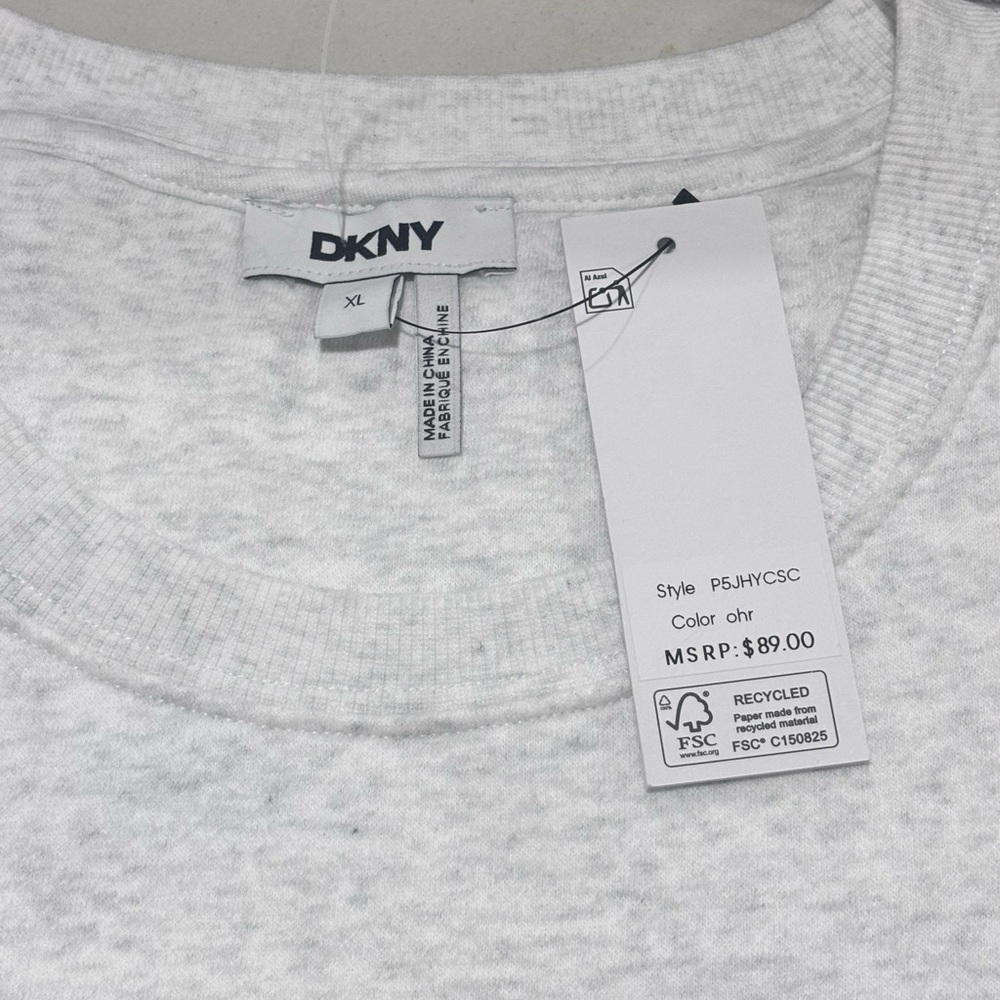 DKNY Light Gray Graphic Crew Neck Sweater - Picture 6 of 15